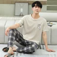 thumbnail image 4 of Conjunto de pijama de algodón para hombre, ropa de hogar holgada de manga fino corto, nuevo estilo, verano 2023, 4 of 5