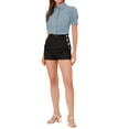 thumbnail image 2 of INSPIRE CHIC Women's Puff Sleeve Point Collar Button Down Essential Office Shirt, 2 of 6