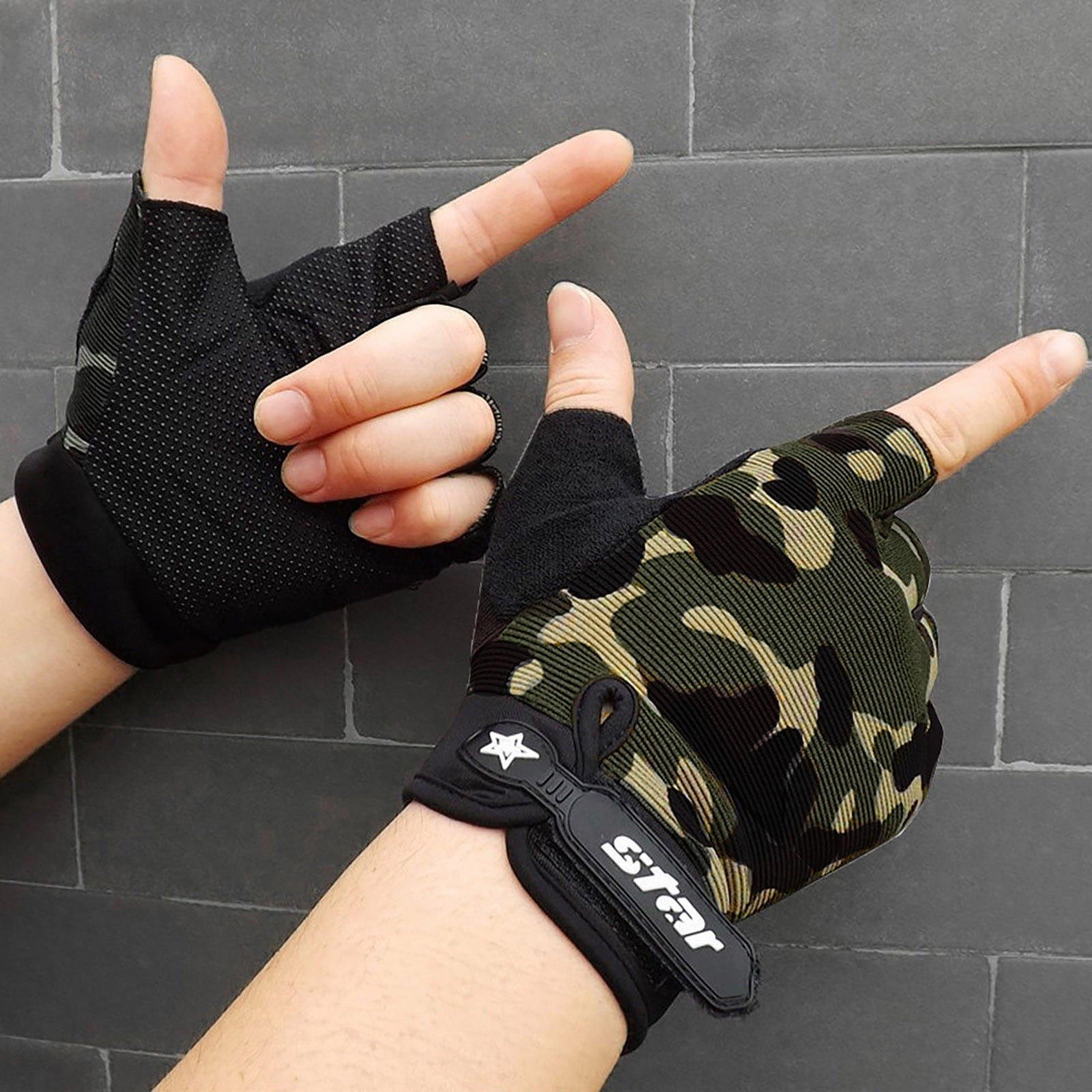 Men Antiskid Cycling Bike Gym Sports Half Finger Summer Screen Touch Gloves` 