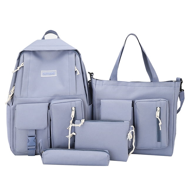 Paquete de viaje 4 piezas Mochila de lona Combo Set Mochilas escolares con bandolera Caja de lápices TOMSHOO Paquete de viaje