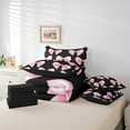 thumbnail image 5 of Manfei Black Pink Bow Bedding Queen Size, Kawaii Cartoon Bed Set, Dreamy Princess Reversible Bedding Sets Queen Size, Ultra Soft Bedroom Decoration, 7pcs, 5 of 7