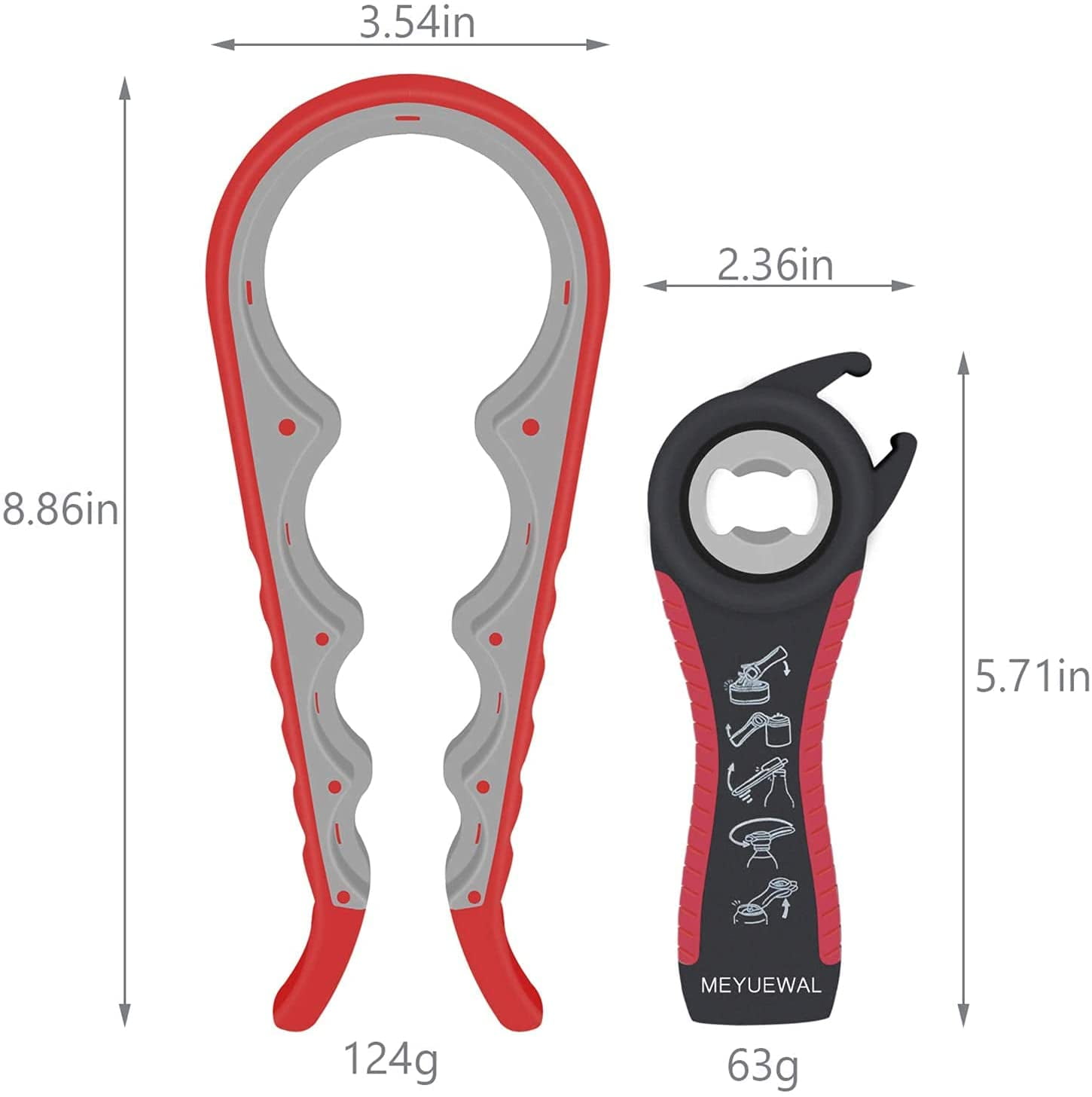 Jar Opener Bottle Opener for Weak Hands, 5 in 1 Multi Function Can Opener  Bottle Opener Kit with Silicone Handle Easy to Use for Children, Elderly  and Arthritis Sufferers, Red - Yahoo Shopping