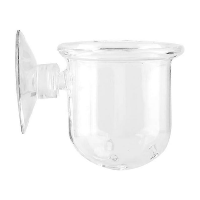 Petite tasse d'alimentation en verre cristal pour plantes et vers rouges pour aquarium (S)