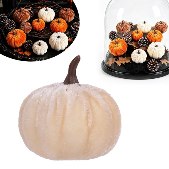 Assorted Velvet Artificial Pumpkins Set, Fall & Thanksgiving Farmhouse Table Decor, Soft Fabric Pumpkins for Mantel Tray Shelf Cloche Indoor Home Halloween Centerpiece