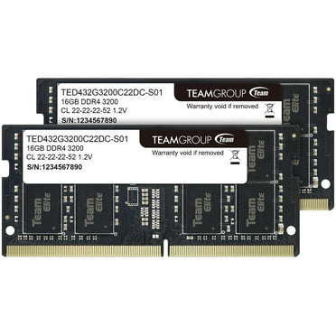Team Elite 32GB (2 x 16GB) 260-Pin DDR4 SO-DIMM DDR4 3200 (PC4 25600) Laptop Memory Model TED432G3200C22DC-S01