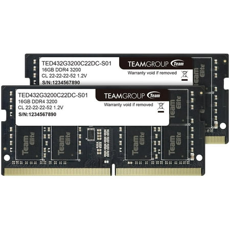 Team Elite 32GB (PC4 25600) Laptop Memory Model TED432G3200C22DC S01