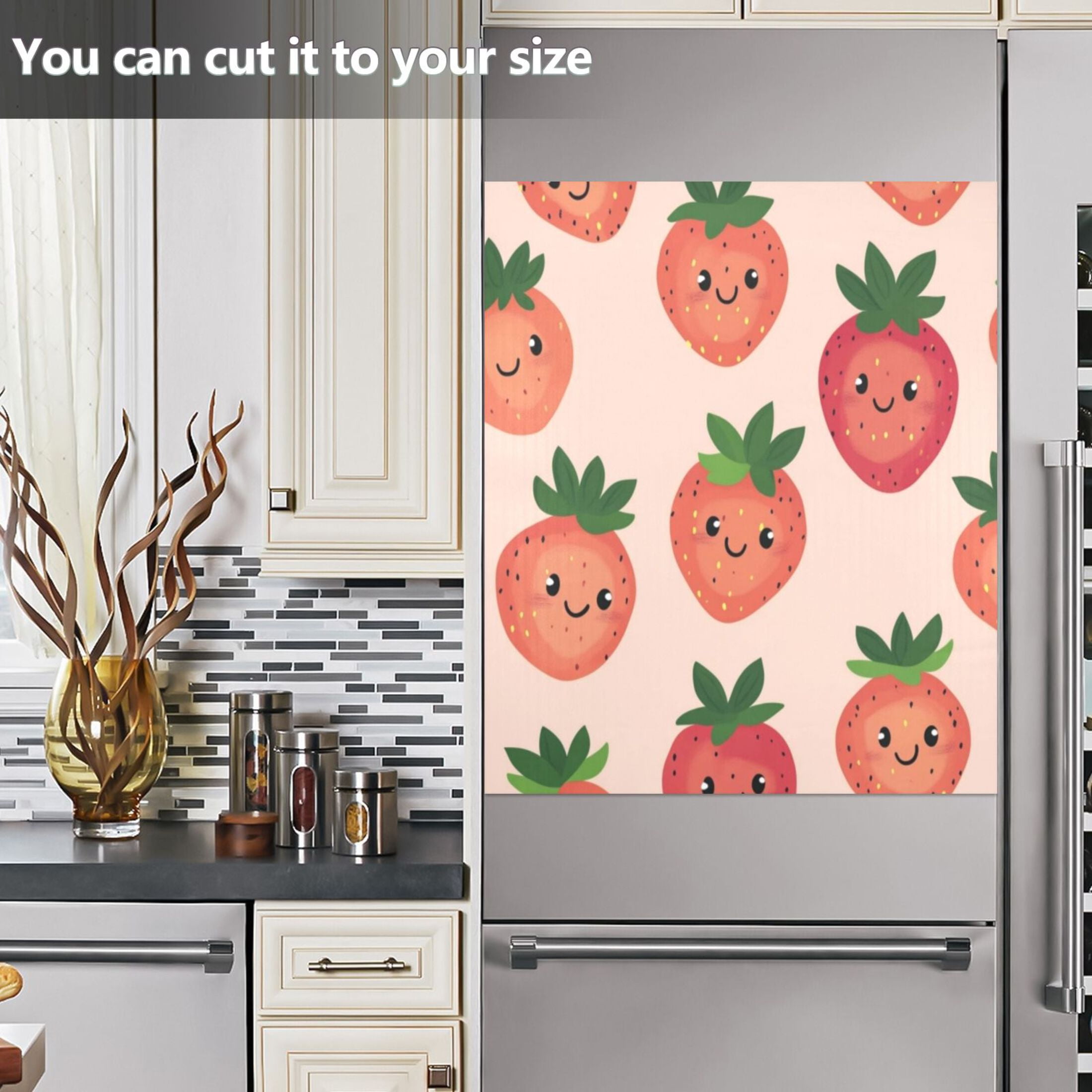 Dishwasher Magnetic Sticker 23x26 Inch Refrigerator Magnetic Sticker Washing Machine Magnetic Sticker Kitchen Panel Magnetic Sticker Home Decor Cute Cartoon Red Strawberries