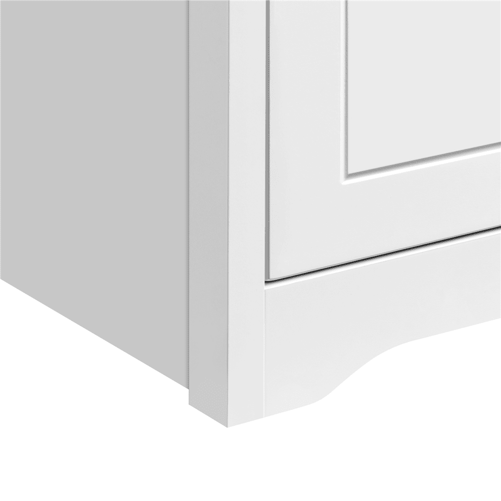 Renwick Wooden Nightstand with Storage Drawers and Open Shelf, White