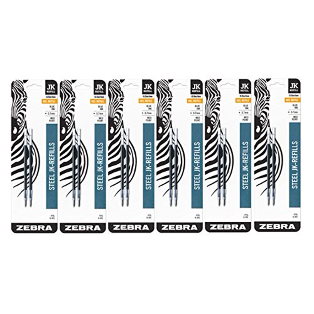 Zebra 88122 Refill for JK Gel G301 Rollerball, Blue, Pack Of 6 = 12