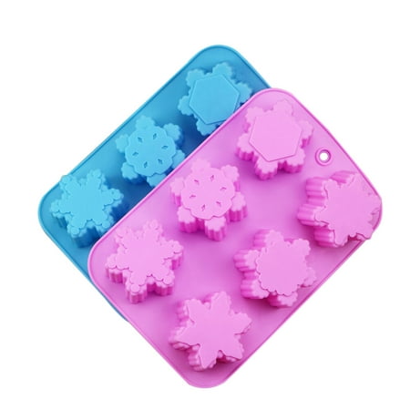 

NUOLUX 2pcs Silicone 6-Cavity Cake Molds Assorted Pattern Snowflake Mould DIY Handmade Soap Mold (Random Color)