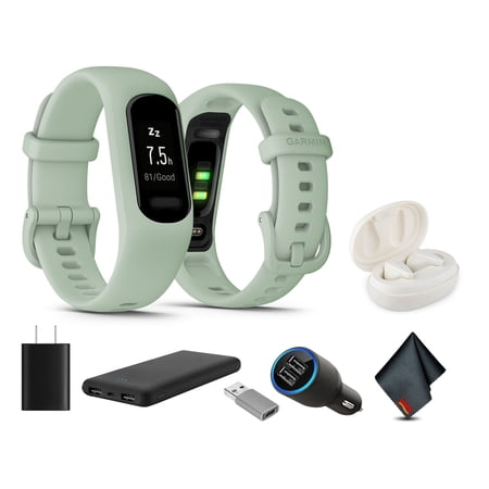 Garmin vívosmart 5, Fitness Tracker, Long-Lasting Battery, Simple Design, Cool Mint Bundle With USB Wall Charger + More