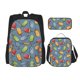 thumbnail image 1 of Disketp Fruit Ice Cream Mochila Estampada de Gran Capacidad con Lonchera y Estuche, Set de 3 Piezas para Estudiantes, 1 of 7