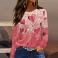 thumbnail image 2 of Lumtrix Valentine Shirts for Women Love Heart T Shirt Long Sleeve Valentines Gift Shirt Casual Crew Neck Tee Plus Size Side Split Tops Hot Pink L, 2 of 7
