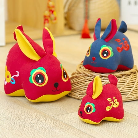 

Visland 2023 Year Mascot Doll Adorable Chinese Style Bunny Doll Plushies Party Scene Ornament Soft Cloth Stuffed Bunny Cartoon Doll Plush Pendant Activity Gifts
