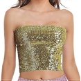 thumbnail image 1 of Women's Sparkly Sequin Mermaid Crop Top, Strapless Metallic Tube Top for Party & Clubwear, Shiny Fashion Top for Women, 1 of 5