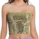 thumbnail image 1 of Women's Sparkly Sequin Mermaid Crop Top, Strapless Metallic Tube Top for Party & Clubwear, Shiny Fashion Top for Women, 1 of 5