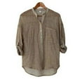 thumbnail image 2 of FamilyThread Women Long Sleeve Cotton Linen Shirts V-Neck Casual Solid Color Button Down Shirts Trendy Oversized Spring Tops, 2 of 3