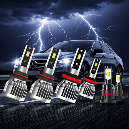 LED Headlight Bulb For 2007-2020 Chevrolet Silverado 2500 HD 9005 High Beam H11 Low Beam 5202 Fog Light Bulb Plug and Play High Brightness LED Bulbs Pack of 6(2*9005+2*H11+2*5202)