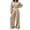 Khaki, variant on Szluipve 2 Piece Sets for Women 2 Piece Tracksuit V‑Neck Drawstring Hoodie Top High Waist Pleated Wide Leg Pants Set Casual Loose Matching Loungewear Outfit With Pockets Black M