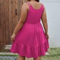 thumbnail image 4 of Robe Midi Sans Manches pour Femmes, Coupe Ample Couleur Unie Polyester Été Printemps Style Décontracté, Longueur Régulière, Col Rond, Grande Taille TTG, 4 of 9