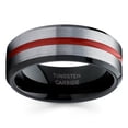 thumbnail image 2 of Red Tungsten Wedding Ring Silver Brush Ring Black Tungsten Ring 8mm Red Tungsten Ring Comfort Fit, 2 of 2