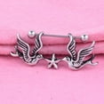 thumbnail image 3 of 2pcs Barbell Pezón Paz Amor Pájaro Par Pezón Escudo Cuerpo Joyería 14g, 3 of 7
