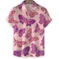 thumbnail image 2 of Camisa hawaiana con estampado de mariposa en 3D de dibujos animados, blusa de solapa de manga corta para hombre, camisetas casuales holgadas para vacaciones de verano en la calle, 2 of 4