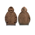 thumbnail image 2 of FOCUSNORM Men Plush Loose Hoodies Solid Color Drawstring Hooded Sweatshirts Long Sleeve Tops Fall Winter Casual Pullovers, 2 of 7