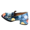 thumbnail image 2 of YDN Women Square Toe Strap Buckle Loafers Slip On Block Low Heel Pumps Retro Daily Wear Shoes Size 7.5 Blue Circle Print, 2 of 4