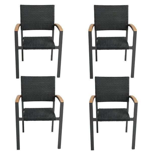 KARMAS PRODUCT 4 Pack Arm Dining Chair Kitchen Patio Garden Wicker