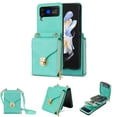 thumbnail image 1 of Mantto Crossbody Wallet Case for Samsung Galaxy Z Flip4 (6.7 inch),Premium PU Leather Metal Buckle Large Capacity Zipper Pocket Card Holder Shockproof Phone Case with Shoulder Strap,Mint, 1 of 6