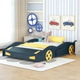 thumbnail image 5 of PORKISS Race Car Full Bed, Full Size Floor Bed with Storage, Toddler Bed with Slat, No Box Spring Needed, Montessori Bed, Full Bed for Kids, Boys, Dark Blue, 5 of 10