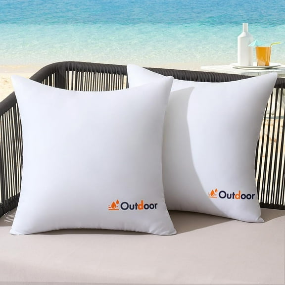 EnjinzZ Pack of 2 18x18 Outdoor Waterproof Throw Pillow Inserts, Decorative Water-Resistant Pillow Cushion for Patio Garden