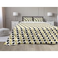 thumbnail image 1 of Yellow and White Comforter & Sham Bedding Set, Repeating Round Motifs Composition in Grunge Style, 3 pcs Duvet Set Microfiber Filling Quilt, 5 Sizes, Yellow Charcoal Grey, by Ambesonne, 1 of 4
