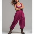 thumbnail image 4 of Feancey Baggy Overalls for Women Adjustable Straps Harem Bib Jumpsuits Solid Color Loose Fit Summer Rompers with Pockets Hot Pink L, 4 of 6
