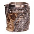 thumbnail image 4 of Taza gótica con calavera 3D – Taza de acero inoxidable Seleton para bebidas, café, cerveza, jugo de sangre, taza para beber con armadura de calavera de guerrero vikingo medieval, decoración de Halloween JM, 4 of 5