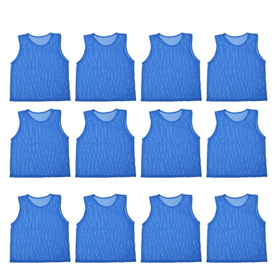 12 pcs Outdoor Sports Vests Scrimmage Soccer Football Training Breathable Adults Jerseydark blue