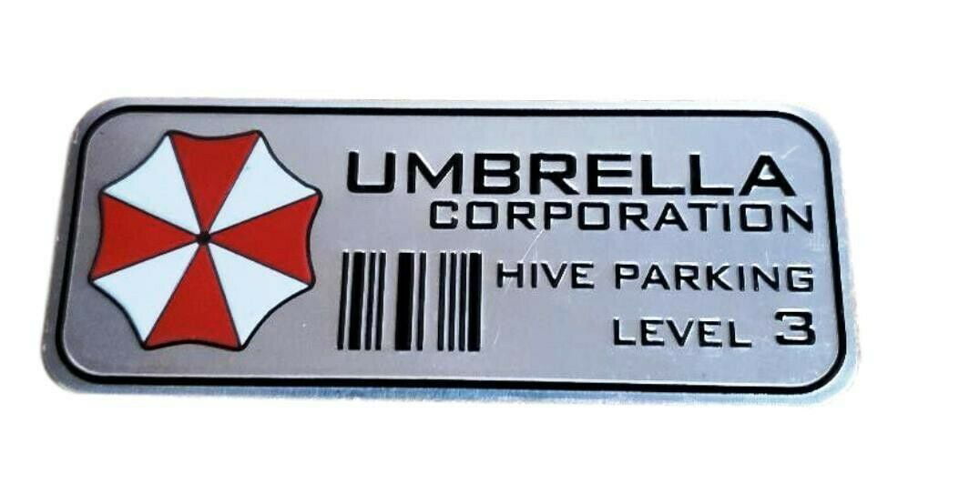 Resident Evil Umbrella Corporation Parking 4.25" Wide Metal Car Decal Sticker 