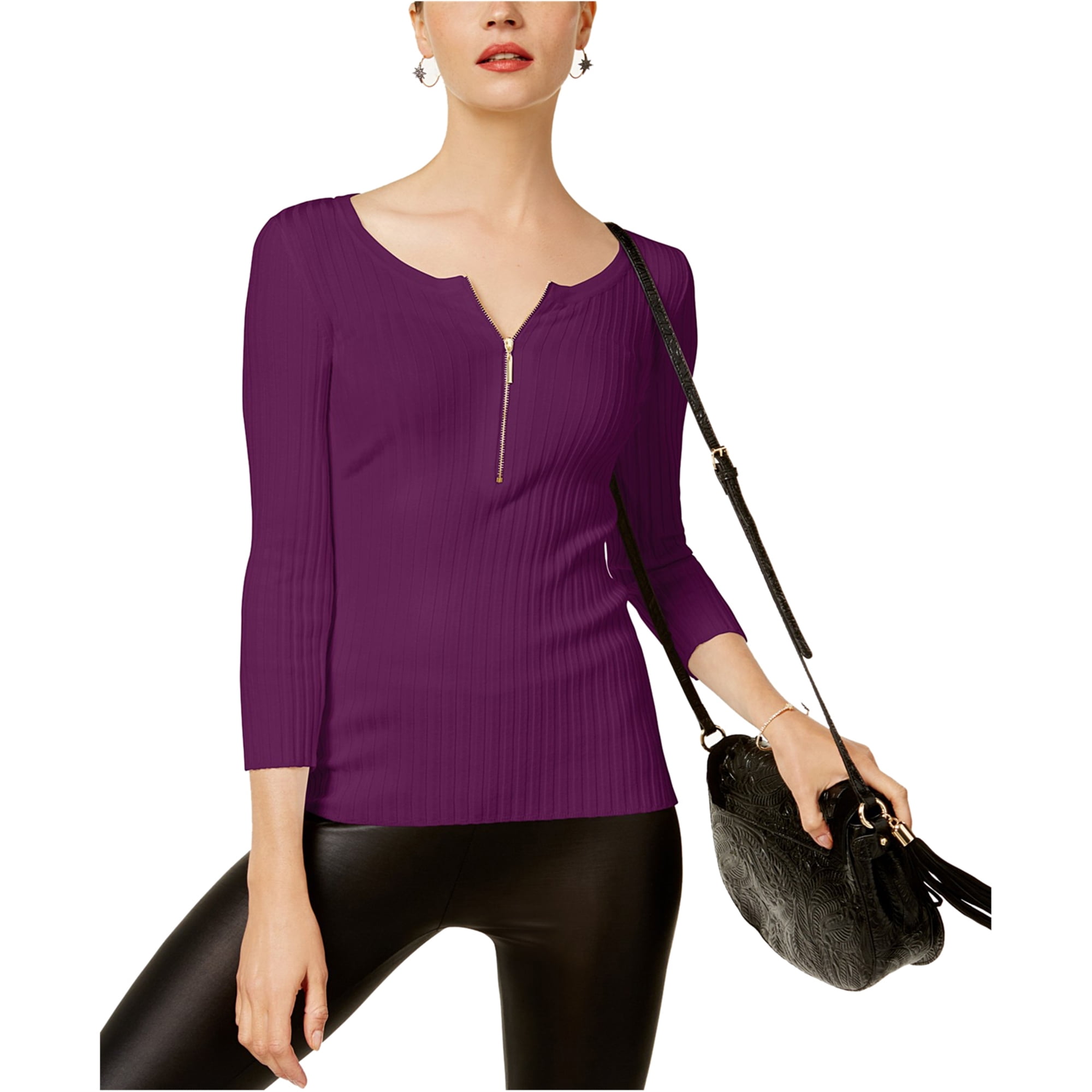 INC INC Womens Zip Front Knit Sweater