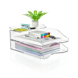Kantek Clear Acrylic Large Letter Tray, Stackable Desk Organizer, Front  Loading, 10.6 x 13.9 x 2.5, Non-Skid Feet, Office Organizer, Desk  Accessory