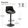 thumbnail image 2 of Black Linen Swivel Bar Stools - Set of 2, Adjustable Counter/Bar Height, 360° Rotation, Modern Kitchen & Dining Room Seating, 2 of 7
