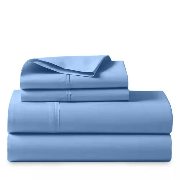 ABORN 700 Thread Count 100% Giza Egyptian Cotton 4 PC Bedsheet 10" Deep Pocket Light Blue Twin XL