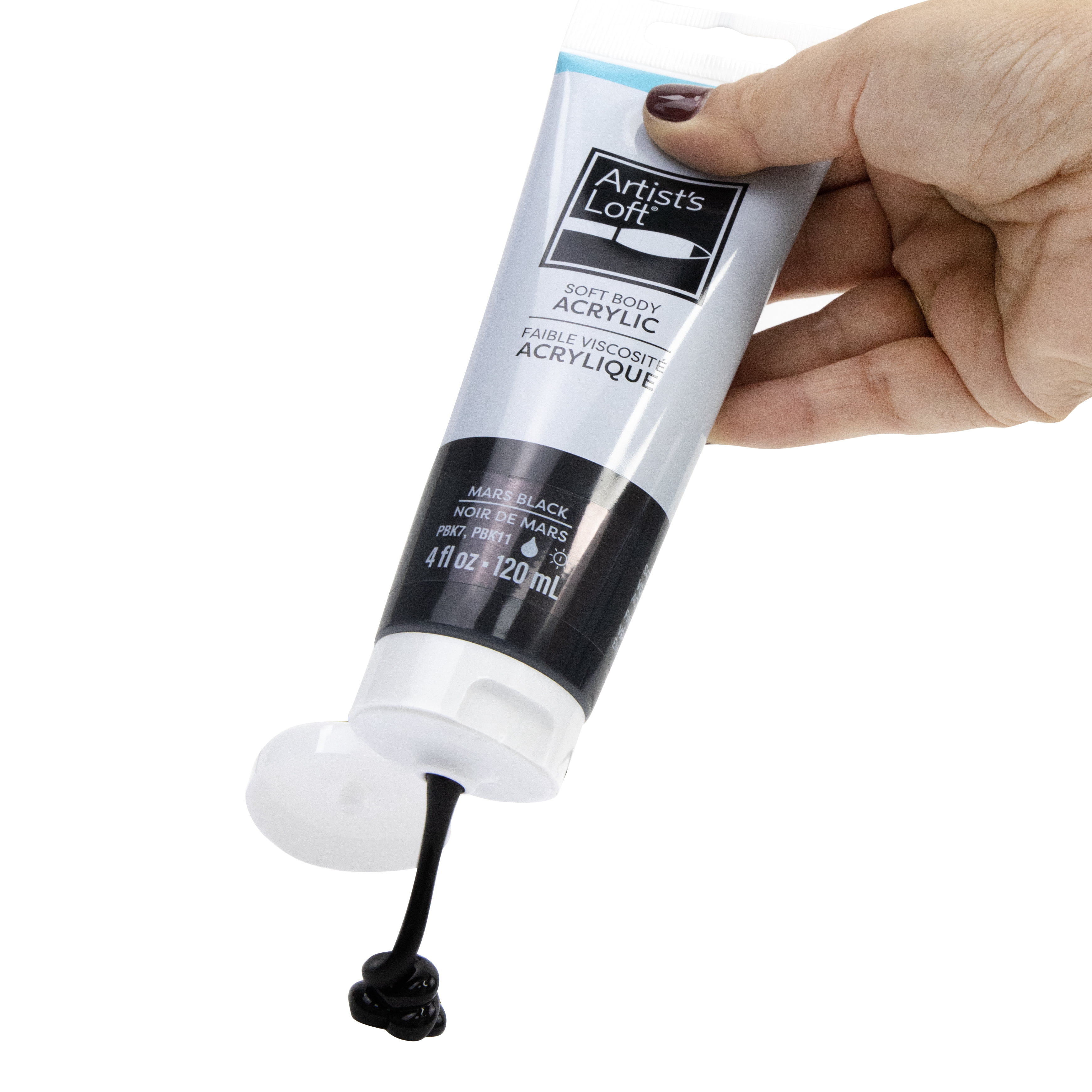Artist's Loft Soft Body Acrylic Paint, Low Viscosity Satin-Gloss Academic Level 1, Black, 4 fl. oz., 12-Pack