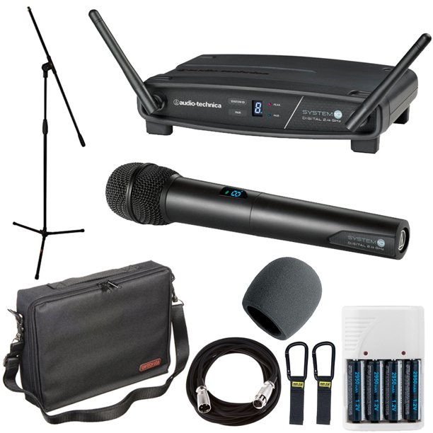 AudioTechnica System 10 ATW1102 Wireless Handheld Microphone System + Accessory Pack + Stand