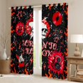 thumbnail image 2 of Homewish Musical Guitar Black Out Curtains for Female Men Teens,Gothic Skull Curtains Pack of 2 (42x63 Each),Hippie Music Theme Bedroom Curtains,Lightweight Room Decor, 2 of 6