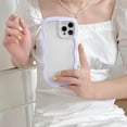 thumbnail image 2 of Wave Frame Case for iPhone 15 Pro Max 6.7 inch Phone Case,Cute Wave Frame Slim Fit Shockproof Phone Bumper Cover Soft Pretty Curly Wavy Case Anti-Scratch TPU Case - Purple, 2 of 11