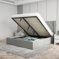 thumbnail image 1 of Velets Diva Contemporary Mid-Century Soft Padded Tufted Upholstered Platform Bed with Hydraulic Gas Lift Storage - Wood Slat System & Smart Hydraulic Under-Bed Storage (Light Gray, Queen), 1 of 5