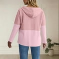 thumbnail image 4 of XFLWAM Womens Hoodie Jacket Color Block Jacquard Long Sleeve Jackets Full Zip Up Plus Size Fall Winter Coat Outwear Pink XXL, 4 of 7