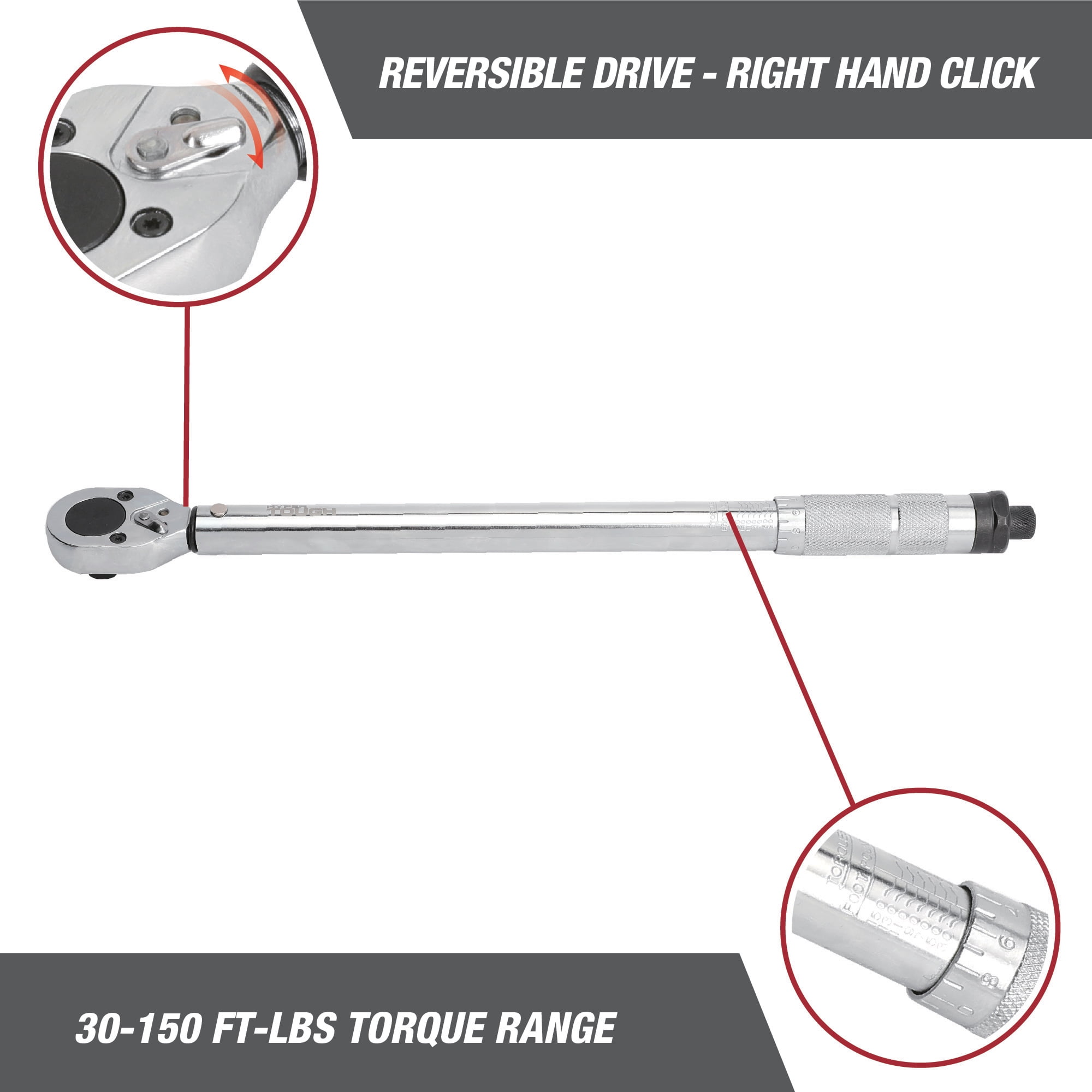MEGADRY メガドライ　1.85-53 TORQUE Hyper Tough 1/2-Inch Torque Wrench with Blow Mold Case, 30-150 ft