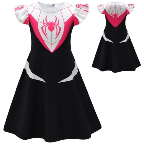 Girls Spider Costume Halloween Dress Cosplay Outfit, Size 3-8Y